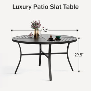Round Metal Outdoor Dining Table with Umbrella Hole