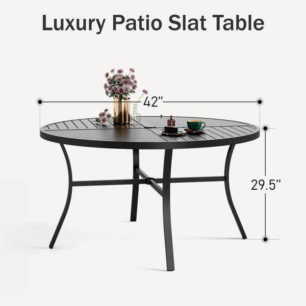 Round Metal Outdoor Dining Table with Umbrella Hole