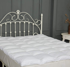 2-Inch Quilted Mattress Topper with Down Alternative Fill & 4-Band Elastic Skirt