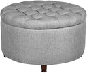 Round Storage Ottoman with Lift-Off Lid – 28 Inch