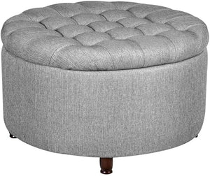 Round Storage Ottoman with Lift-Off Lid – 28 Inch