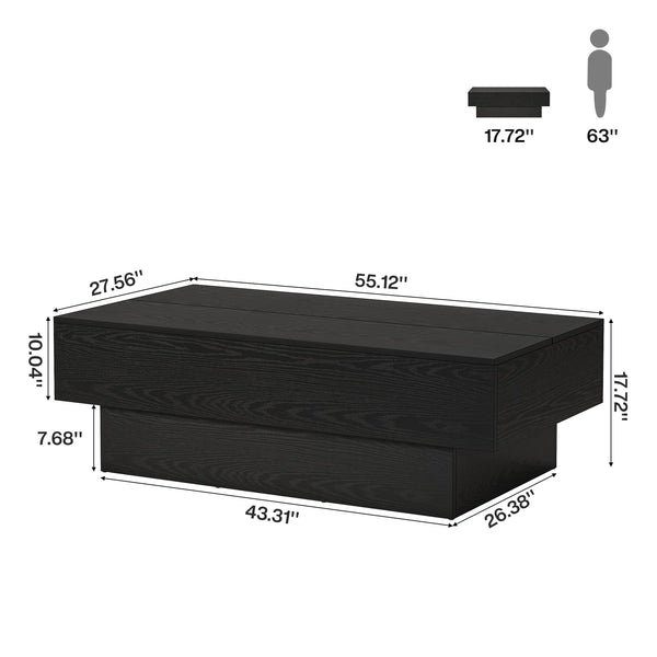 55-Inch Rectangle Wood Coffee Table