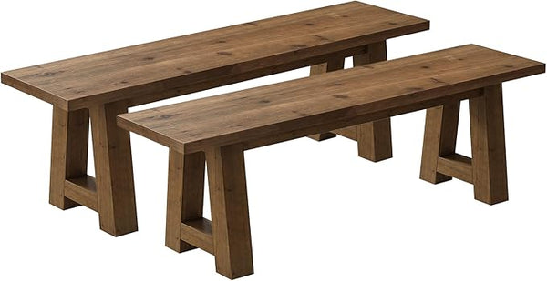 Solid Wood Dining Bench 55" – Set of 2