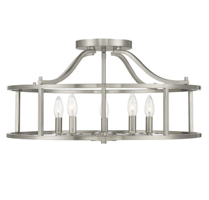 5-Light Semi-Flush Mount Ceiling Light Drum Shade
