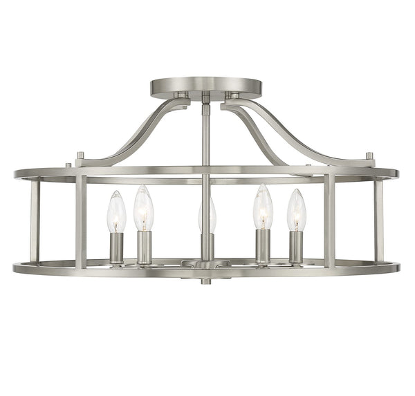 5-Light Semi-Flush Mount Ceiling Light Drum Shade