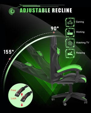 RGB Gaming Chair with Footrest & Lumbar Support