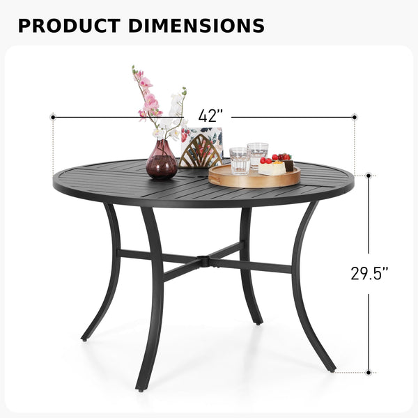 Round Outdoor Dining Table with Umbrella Hole