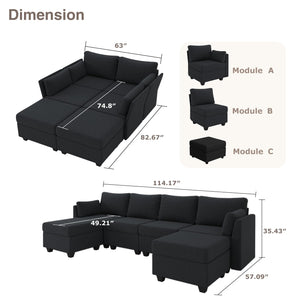6-Seat Modular Sectional Sofa with Storage & Memory Foam