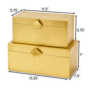 Decorative Wooden Storage Boxes with Gold Accent – Set of 2