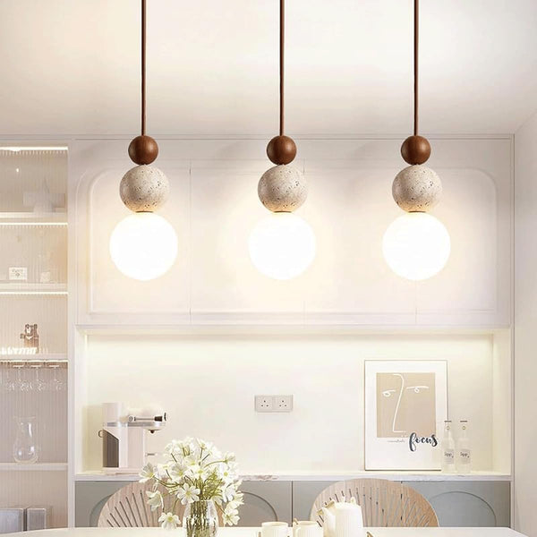 Stone & Glass Pendant Light – G9 Hanging Ceiling Lamp