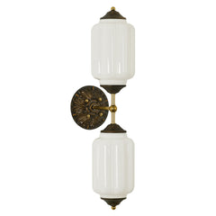 Vintage Milk Glass Bathroom Vanity Wall Sconce – Dimmable, Vertical or Horizontal Mount