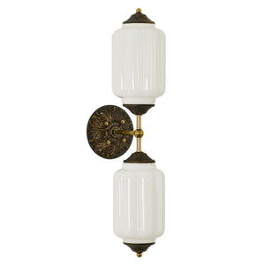 Vintage Milk Glass Bathroom Vanity Wall Sconce – Dimmable, Vertical or Horizontal Mount