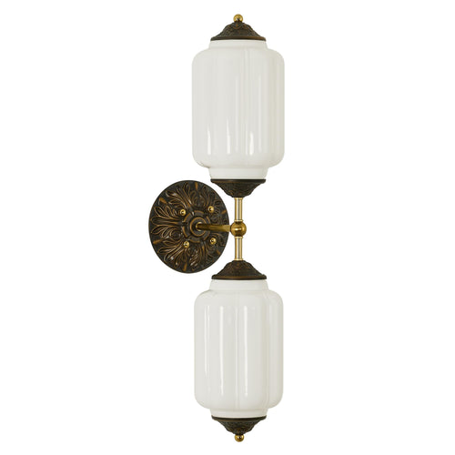Vintage Milk Glass Bathroom Vanity Wall Sconce – Dimmable, Vertical or Horizontal Mount