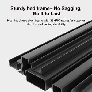 Queen Bed Frame with LED Lights, Drawers & Charging Station