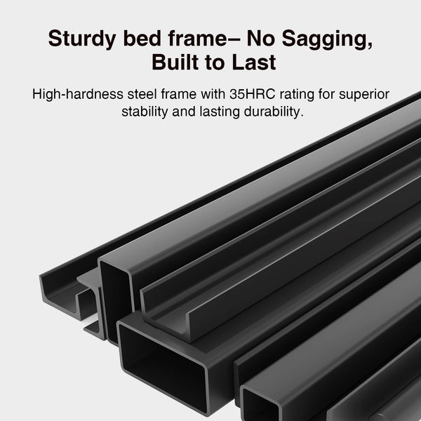 Queen Bed Frame with LED Lights, Drawers & Charging Station