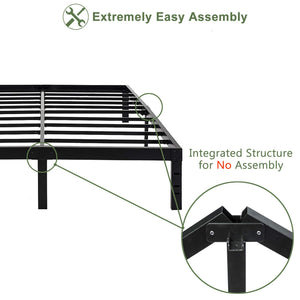 Heavy Duty King Metal Bed Frame with 18-Inch Storage