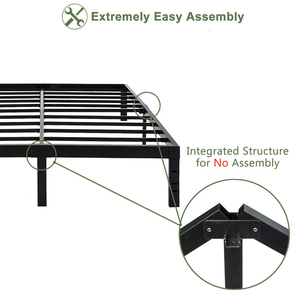 Heavy Duty King Metal Bed Frame with 18-Inch Storage