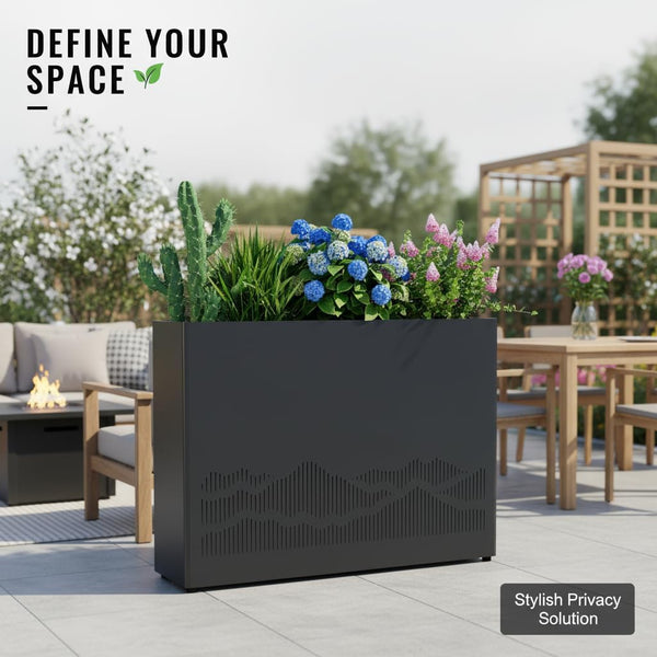 Metal Rectangular Planter Box — 38" Raised Garden Bed, Galvanized Steel, Easy Assembly