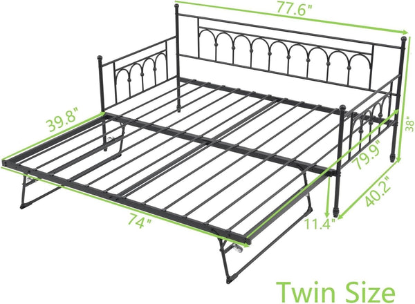 Twin Metal Daybed with Pop-Up Trundle