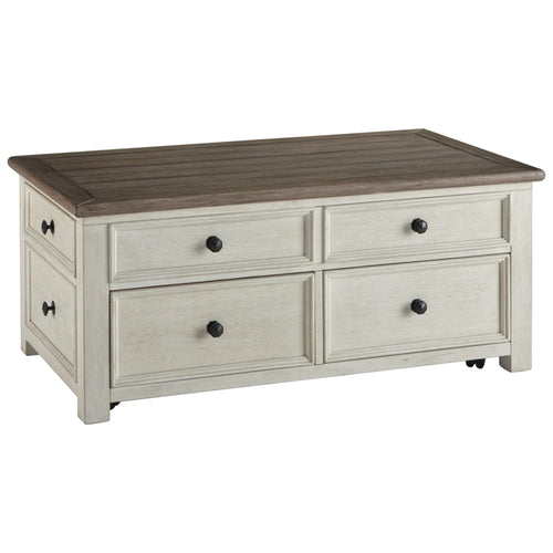 Lift-Top Coffee Table with Storage – Rustic Farmhouse Two-Tone