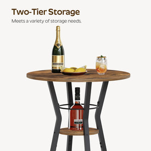 2-Tier Round Bar Table with Lower Shelf