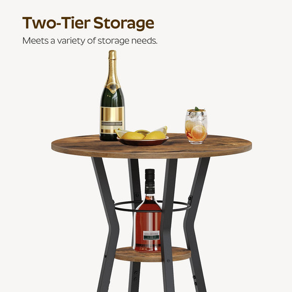 2-Tier Round Bar Table with Lower Shelf