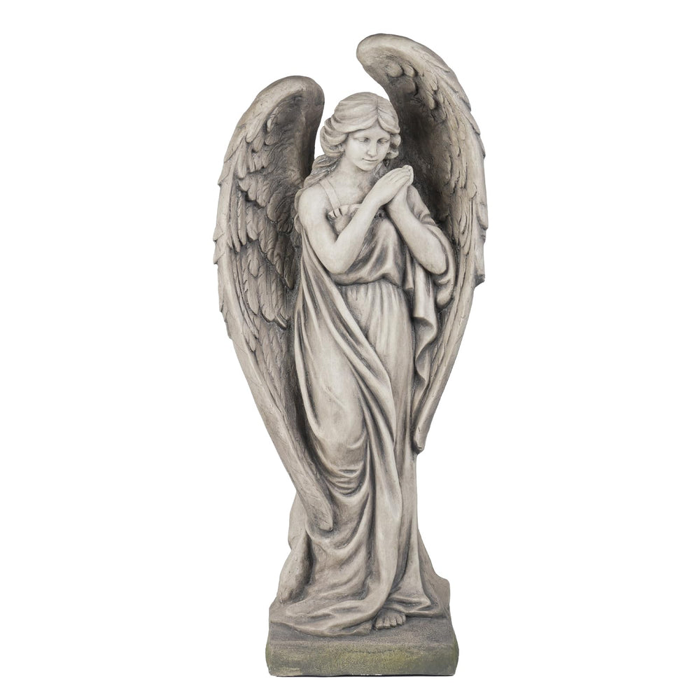 Large Outdoor Angel Garden Statue – 34 Inch Resin Concrete Finish