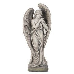 Large Outdoor Angel Garden Statue – 34 Inch Resin Concrete Finish