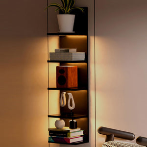 5-Tier Floating Wall Shelf Unit with LED Light
