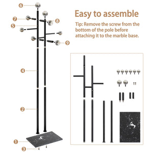 Freestanding Coat Rack with Marble Base