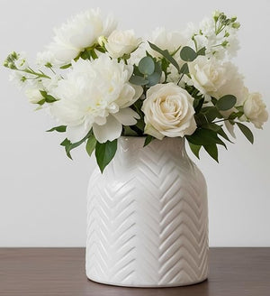 White Ceramic Flower Vase – Small, Medium & Large