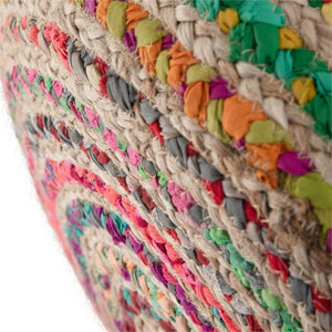 Round Braided Jute & Cotton Pouf – Set of 2