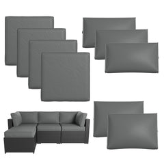 Breezestival Patio Furniture Replacement Cushions for Outdoor Furniture Set of 4, Thick Patio Sofa Cushions for Outdoor Furniture, 9-Piece Splashproof Fade Resistant Cushions for Outdoor Couch, Grey