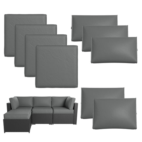 Breezestival Patio Furniture Replacement Cushions for Outdoor Furniture Set of 4, Thick Patio Sofa Cushions for Outdoor Furniture, 9-Piece Splashproof Fade Resistant Cushions for Outdoor Couch, Grey