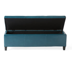 Teal PU Storage Ottoman Bench