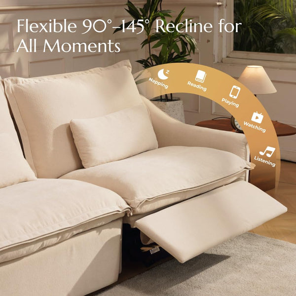 Power Reclining Loveseat – Velvet Modular Sofa with USB Ports