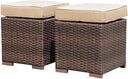 Square Wicker Ottoman Set of 2 with Cushions – Outdoor & Indoor