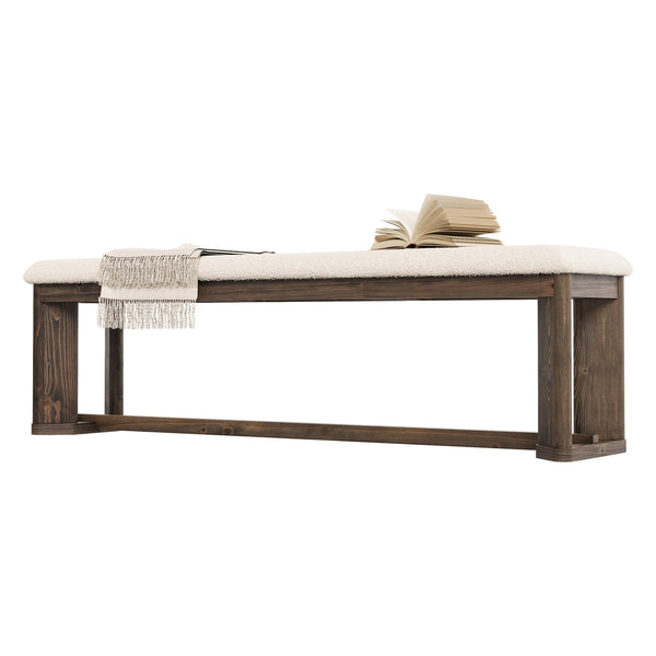 63" Upholstered Bench with Faux Lamb Fur Seat