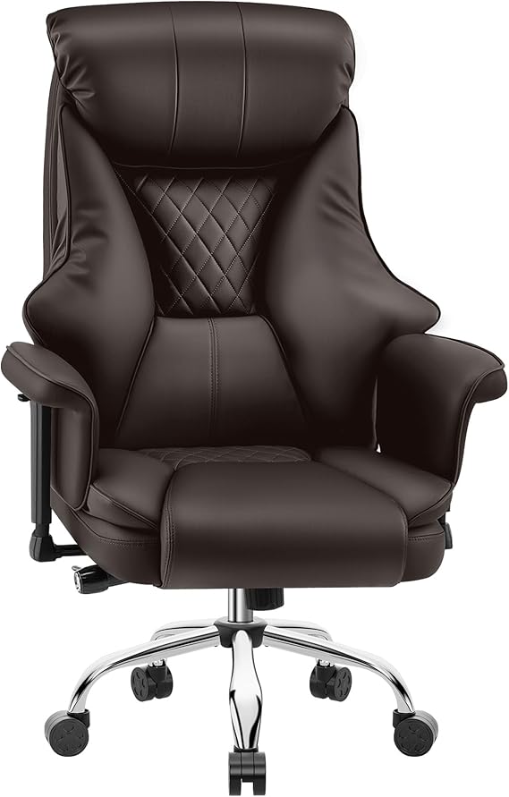 Big & Tall High-Back Leather Office Chair with Adjustable Lumbar Support