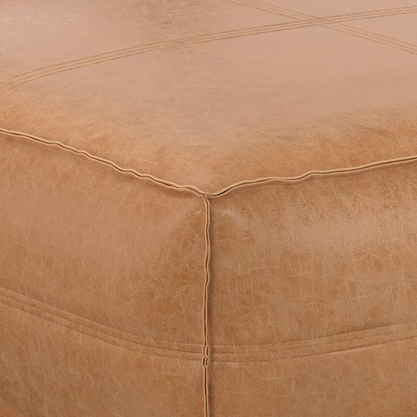 Extra Large Square Faux Leather Pouf Ottoman