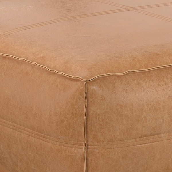 Extra Large Square Faux Leather Pouf Ottoman