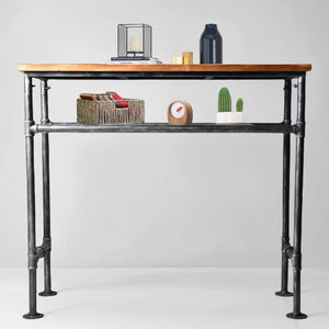 Industrial Bar Table with 2-Tier Storage