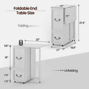 Rolling End Table with Charging Station & LED Lights