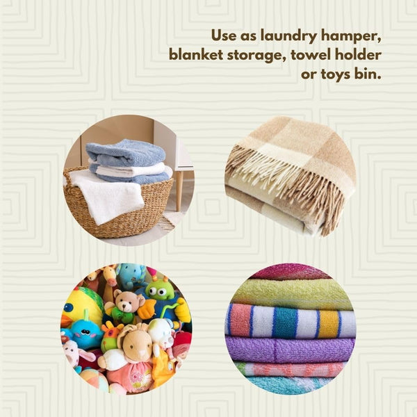 Hand-Woven Cylindrical Storage Basket with Removable Lid