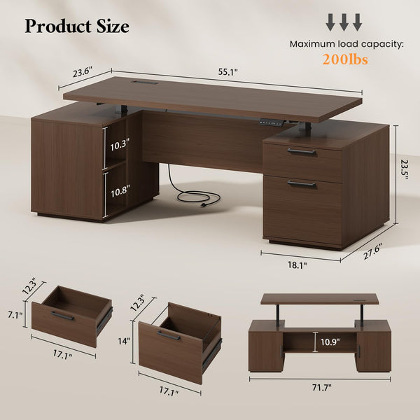Electric Standing Desk with Dual-Side Storage & Power Outlets