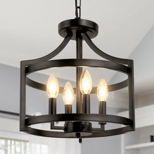 4-Light Farmhouse Chandelier Semi Flush Mount Ceiling Light