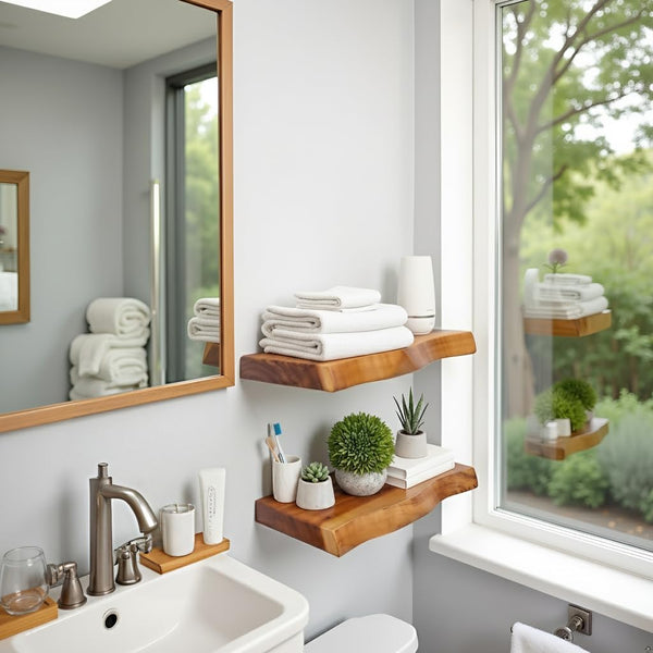 Live Edge Solid Wood Floating Shelves Set of 2