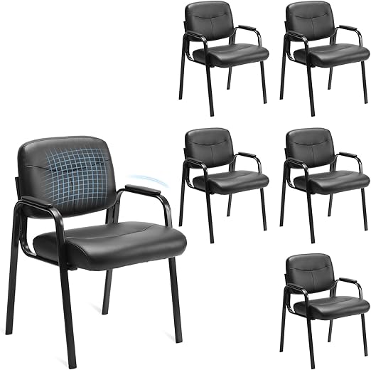 Leather Reception Chair with Padded Arms – No Wheels