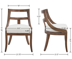 Farmhouse Dining Chairs with Curved Open Back & Padded Seat