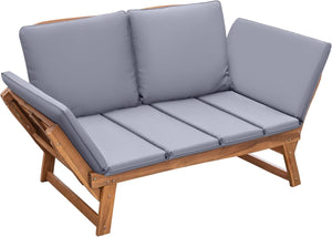 Outdoor Convertible Sofa with Acacia Wood Frame